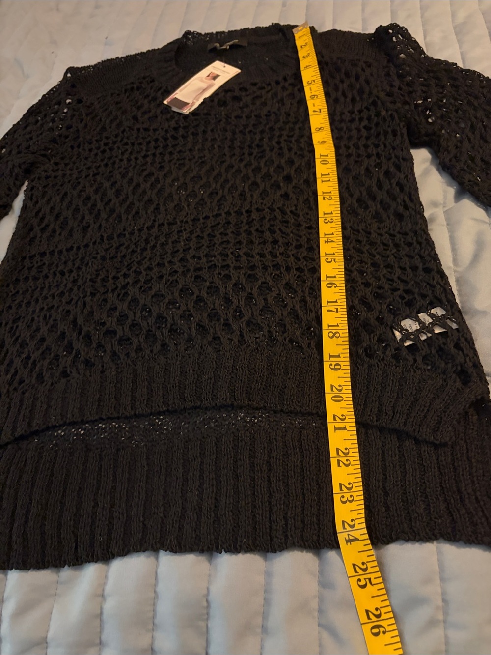 Christian Siriano Black Open-Knit Crewneck Sweater - Picture 5 of 6